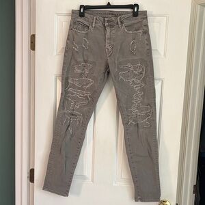 American Eagle Outfitters Distressed Gray Slim Jeans
